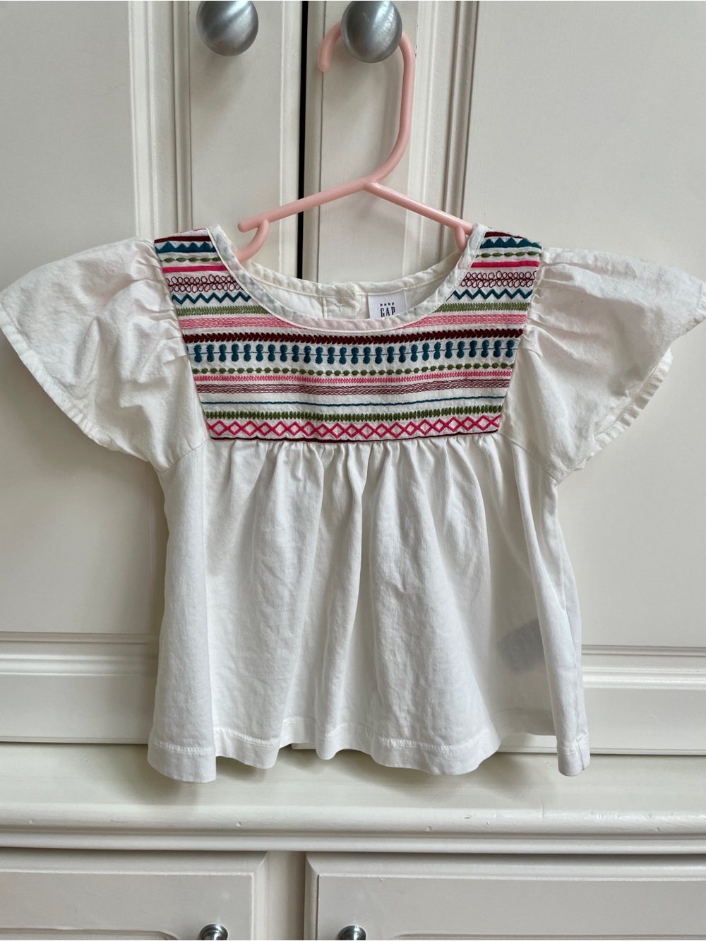 Gap Toddler Embroidered Cream Flutter Shirt 18-24 Months